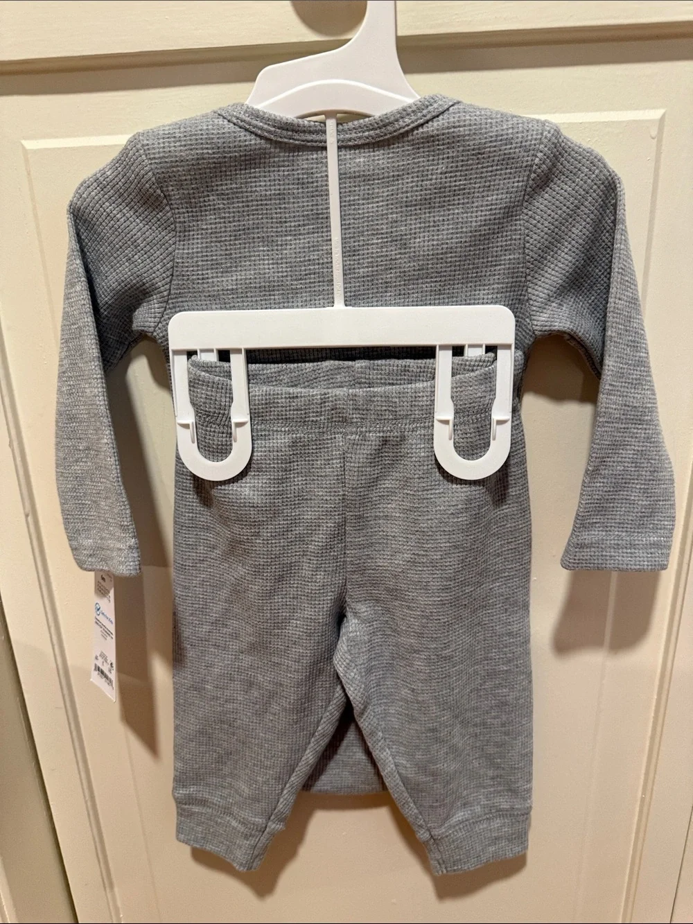Carter's Navy Gray Cream Sherpa Zip Vest with  Long Sleeve onesie with pants 6m